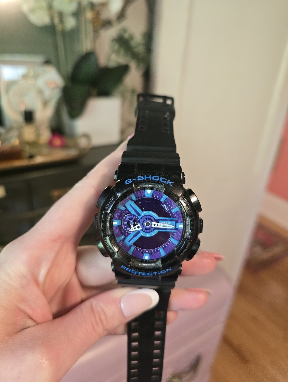 G-Shock GA-110 Black Watch with Blue & Purple Accents